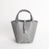 Hermes Bag Price Ostrich Leather Picotin Lock 18CM 0L Gris Meyer Silver Hardware