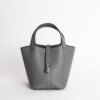 USA New York Picotin 18CM Clemence Leather 0L Gris Meyer Women’s Tote Bag Silver Hardware