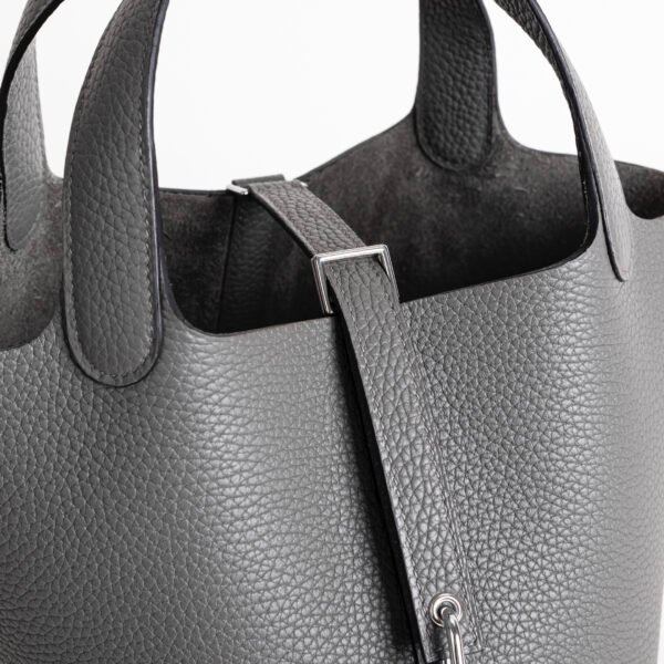 wsxc1740065092993_2 USA New York Picotin 18CM Clemence Leather 0L Gris Meyer Women’s Tote Bag Silver Hardware