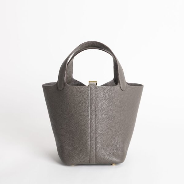 Hermes Bag Images Picotin Lock 18CM Clemence Leather 8F Etain Gold Hardware