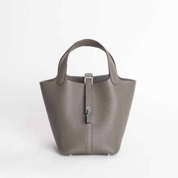 UK London Hermes Picotin Lock 18CM Clemence Leather 8F Etain Silver Hardware