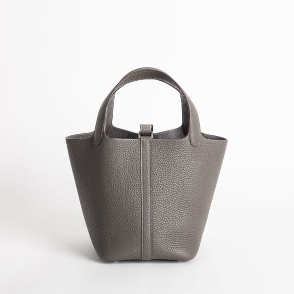 UK London Hermes Picotin Lock 18CM Clemence Leather 8F Etain Silver Hardware