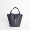 Hermes Women’s Bag Clemence Leather 2Z Blue Nuit Picotin Lock 18CM Silver Hardware