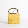 Women’s Shoulder Bag Hermes Ostrich Constance 18CM 9D Jaune Amber Gold Hardware
