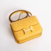 Women’s Shoulder Bag Hermes Ostrich Constance 18CM 9D Jaune Amber Gold Hardware
