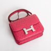 Hermes Bag Price Constance 18CM Ostrich Leather E5 Rose Tyrien Silver Hardware