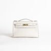 Hermes Evening Bag Kelly Pochette 22cm Swift Leather CC10 Craie Gold Hardware